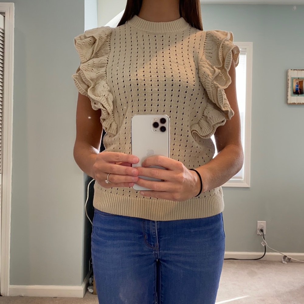 Fancy sleeve knitted blouse